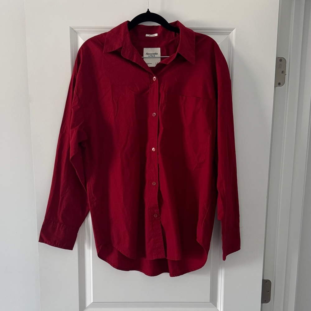 Abercrombie & Fitch Deep Red Casual Button Down Shirt
